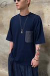 AVIVA JIFEI XUE pocket stitching round neck T-shirt AJX-S22-OTS-LAN blue